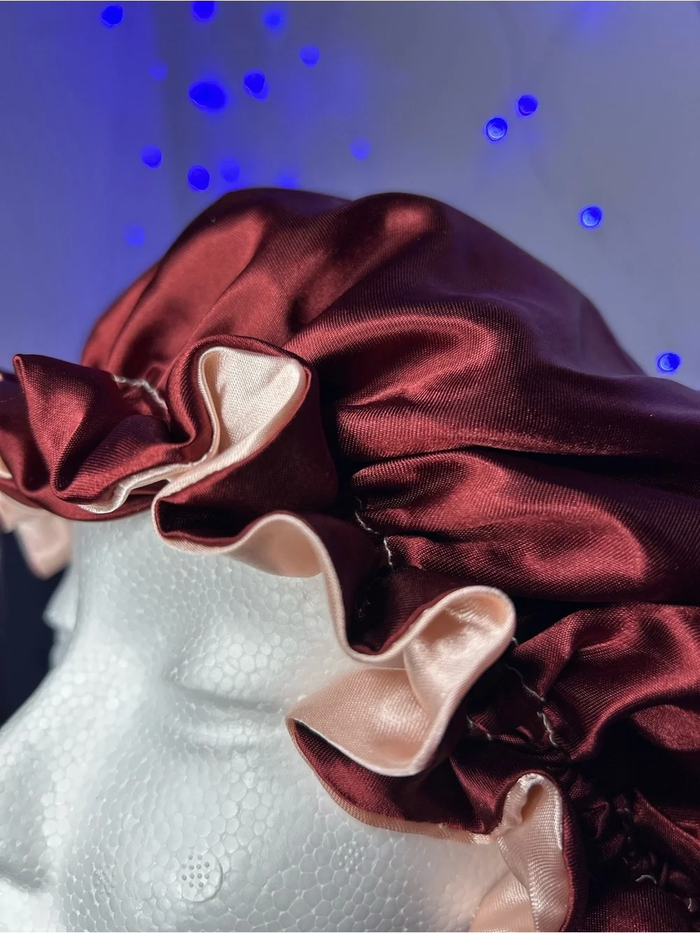 Satin Reversible Sleep Bonnet - Burgundy and Blush